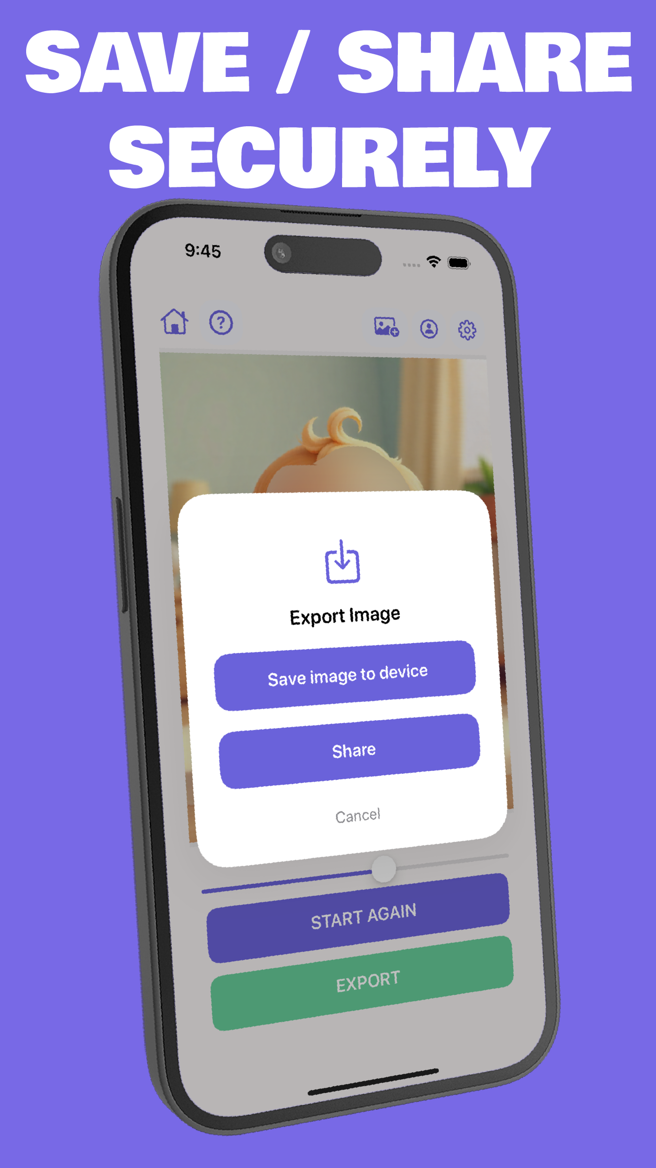 Blur Your Bub feature: save and share baby photos securely with privacy protection